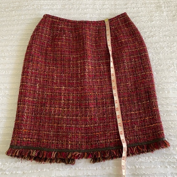 Lafayette 148 Petite Tweed Wool Cotton Red Pink Orange Multicolor skirt 8 or 8P - Picture 9 of 10